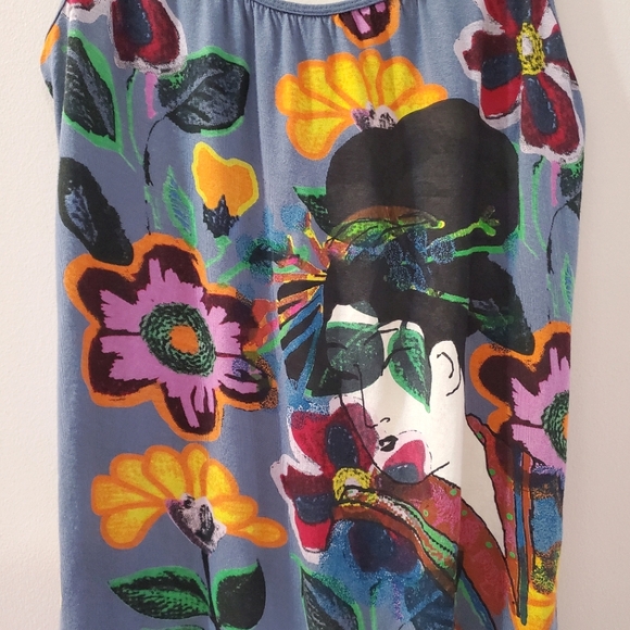 Desigual - Geisha and Floral Print Tank Top - Size M - Picture 2 of 8
